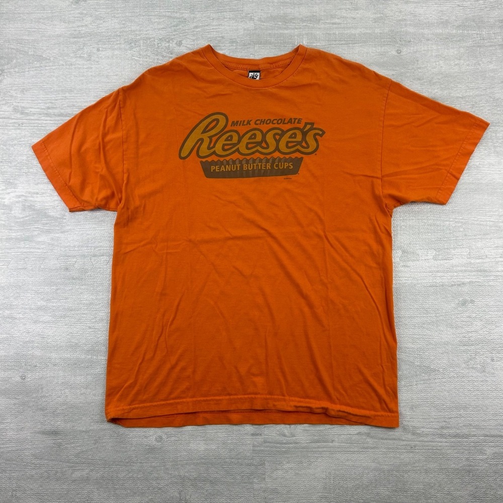 Vintage Reese's Peanut Butter Cups Shirt Size Large Orange 2006 Snack Promo